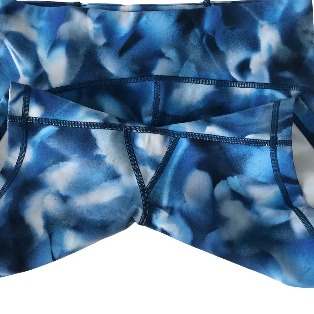 Lululemon Train Times Short 6” Inseam Mini Blush Blossom Alpine White Blue Sz 8